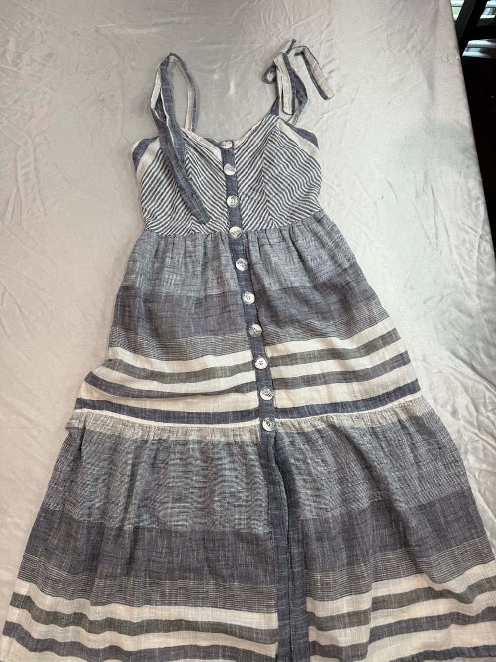 Angie Blue and White Striped Maxi Dress - Picture 5 of 6